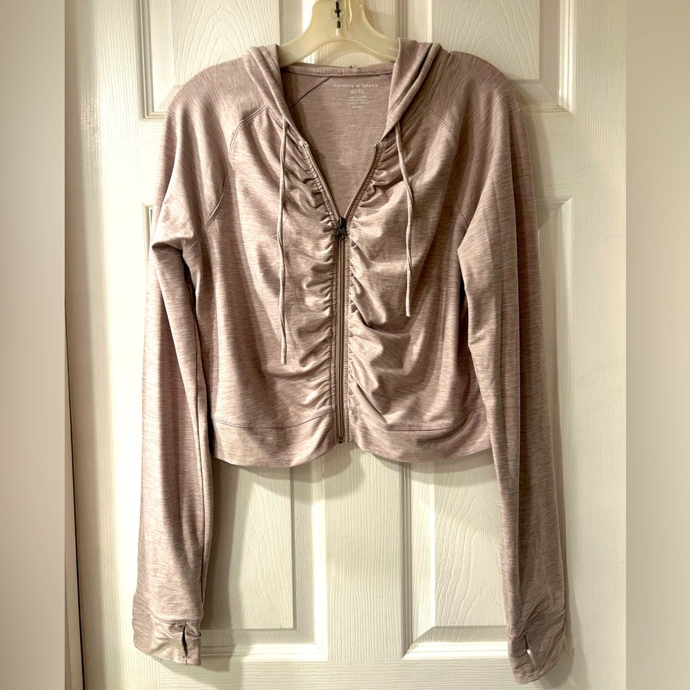 Crop hoodie- champagne color. Perfect for yoga.